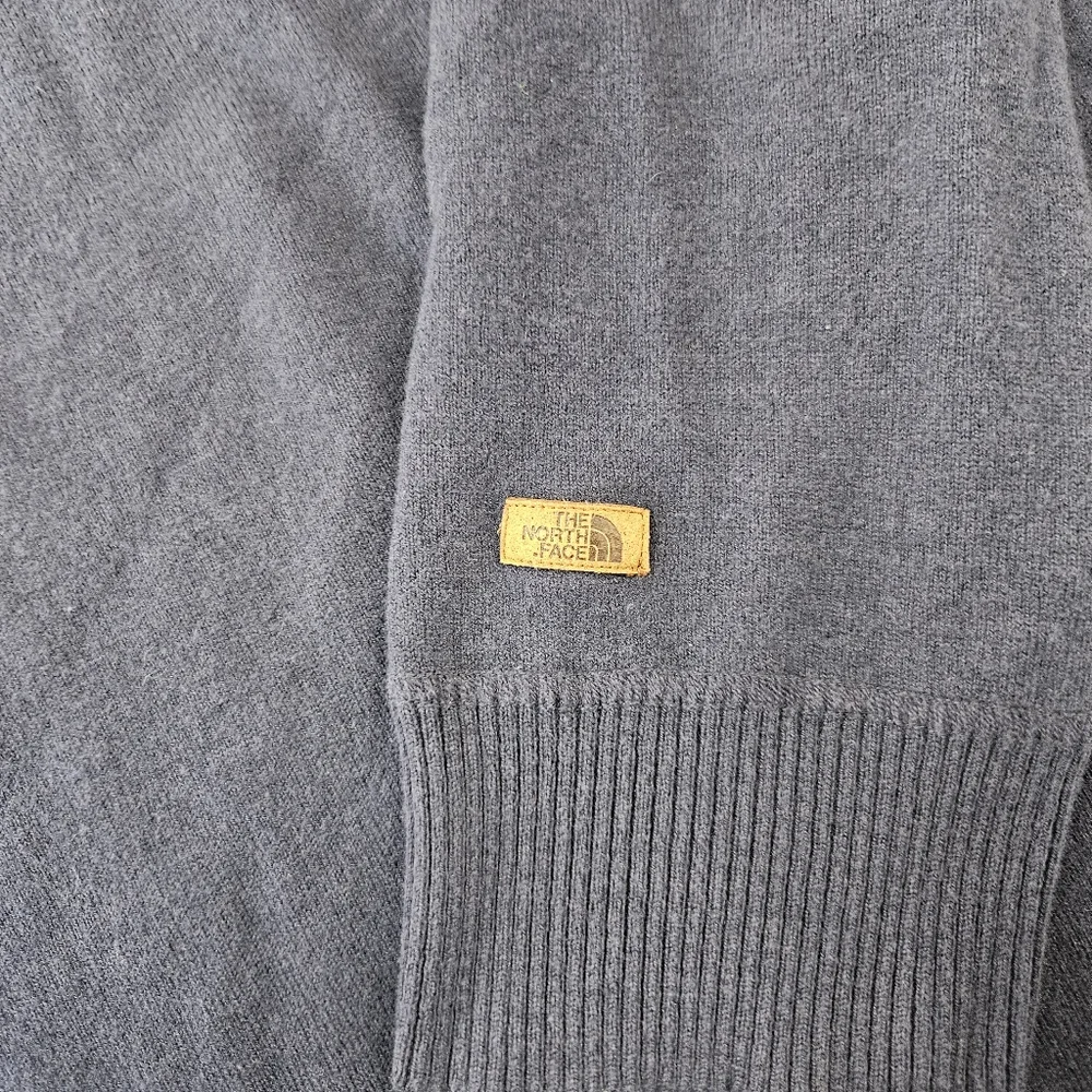 North Face Sweater Mens L Cotton Wool Blue Long Sleeve Pullover 1/4 Zip Layer